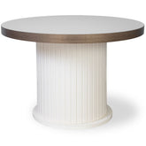 MASUTA ALBA DE CAFEA ROTUNDA CU RIFLAJE, 70x70x50cm